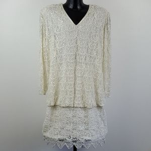 Vintage Judith Ann Plus dress beads and sequins long sleeve size 2X